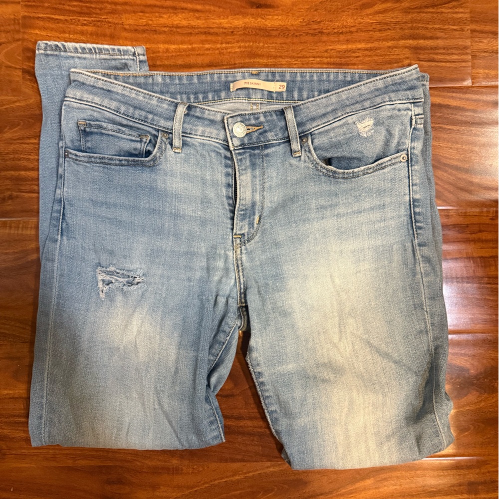 Light Blue Distressed Levi Jeans